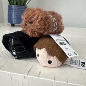 Disney Plush TSUM TSUM Star Wars Lot 3.5" Darth Vader Chewbacca Han‎ Solo Mini